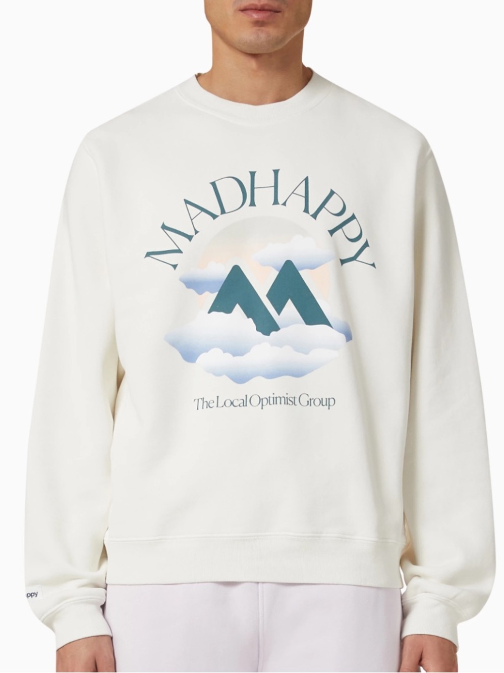 Madhappy Cream Local Optimist Unisex Crewneck Sweatshirt Size Medium